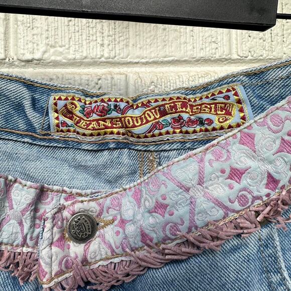 Rare Y2K Jou Jou Jeans Embroidered Fringe Capris - Picture 3 of 6